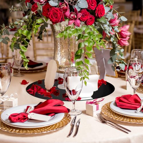 Image of Thyle 12 Pcs 10 Inch Acrylic Round Mirrors for Tables Centerpieces Circle Mirrors Candle Plates for Wall Wedding Table Centerpieces for Baby Shower Party, Thickness 1 mm (Black)