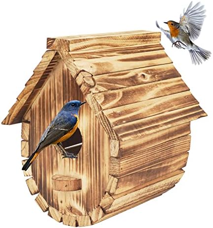 Bird Houses for Outside Hanging Wood Bird Houses for Outside Wooden Outdoor Birdhouse for Cardinals and Bluebirds Natural Wooden Bird House with Round Bottom for Gardens and Courtyards