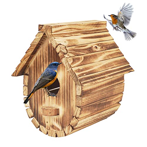 Bird Houses For Outside Hanging Wood Bird Houses For Outside Wooden Outdoor Birdhouse For Cardinals And Bluebirds Natural Wooden Bird House With Round Bottom For Gardens And Courtyards #TOP3