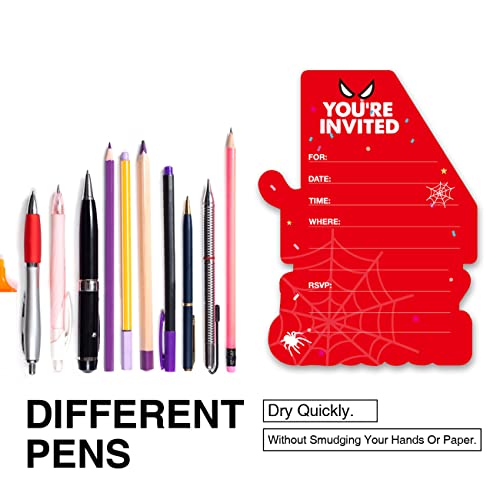 Cute Superhero 4Th Birthday Party Invitations Glitter Super Hero 4 Year Old Boy Birthday Shaped Invites Fill-In Invitations With Envelopes, Set Of 20 #TOP3