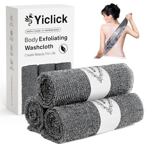Yiclick Exfoliating Washcloth Towel【3 Pack】- Exfoliating Body Scrubber Exfoliator, Back Scrubber for Use in Shower Bath, Exfoliate Rags Wash Cloths, Loofah Lufa Sponge, Body Scrub, Women Men