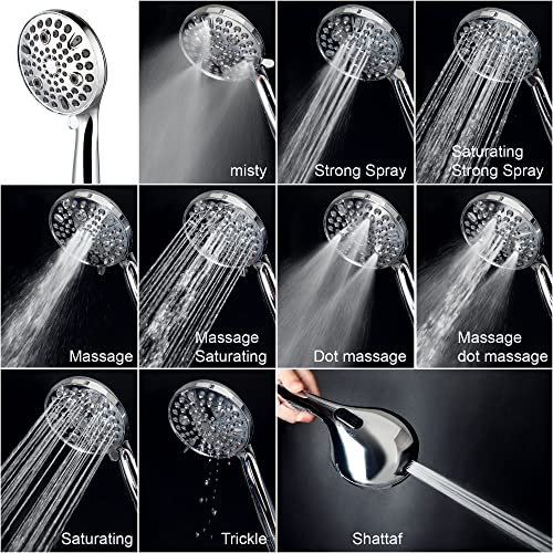 High-Pressure-Handheld-Shower-Head-10-Setting-Showerhead-47Detachable-Showerhead-Set-with-5ft-Hose-Adjustable-Bracket-and-Built-in-Power-Wash-to-Clean-Tub-Tile-Pets-Polished-Chrome