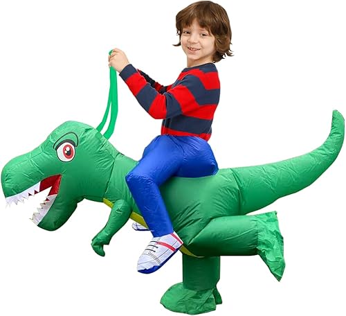Miniatura 5 de Kids Inflatable Costume, Dinosaur Rider,Blow Up T-REX Costumes with LED Light for Cosplay Halloween Christmas Party