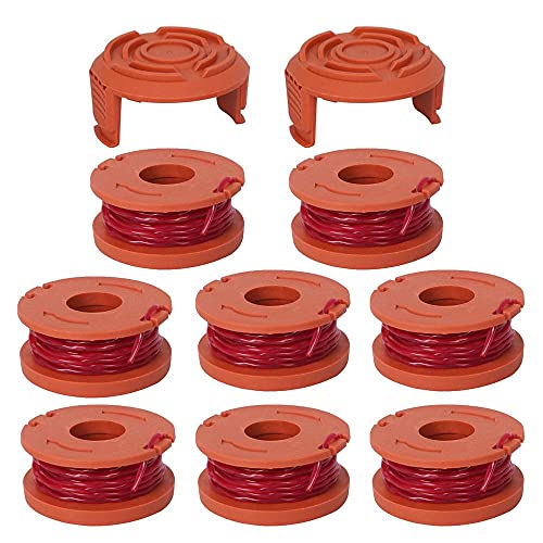 Wa0010 Trimmer Replacement Spool Line, Compatible With Worx Trimmer Spools Weed Eater String For Electric String Trimmers，Weed Wacker Spool Replacement Parts,(10Ft 0.065",8 Pack Line,2 Cap) #TOP11
