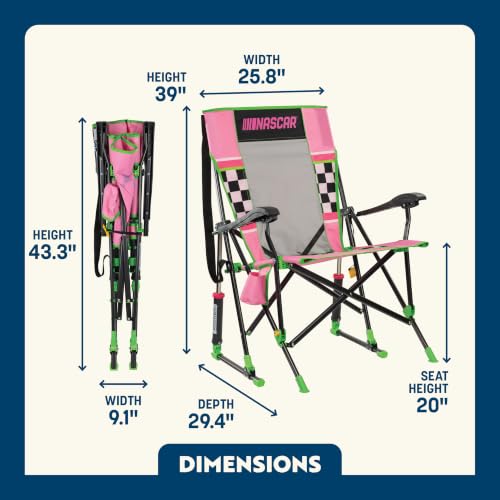 GCI Outdoor NASCAR Roadtrip Rocker Camping & Sideline Sports Chair | Portable Folding Rocking Chair with Durable Armrests & Drink Holder, Pink - image 3