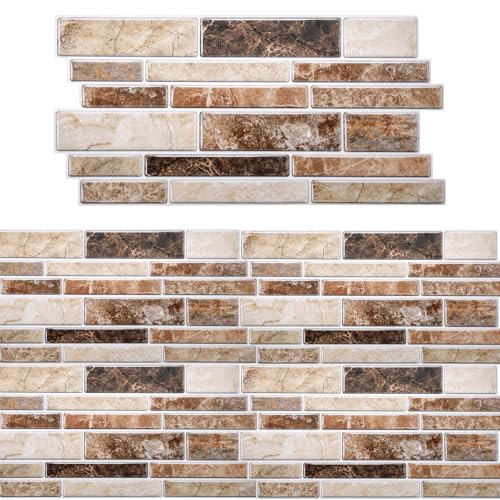 Comparison: Best Backsplash For Brown Cabinets 5 Dimeho 24 Sheet Peel and Stick Tile Backsplash Stick on Backsplash for Kitchen 10"x 5" Back Splashes Self Adhesive Tile Sticker for Bathroom Brown Marble Look