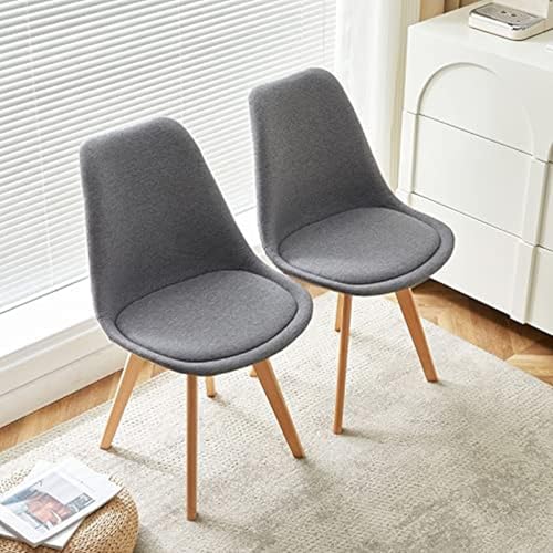 Image of Set of 4 Modern Style Mid Century Modern Dinning Room Cafe Hotel Office Wooden Legs Chair (Grey Full Fabric)