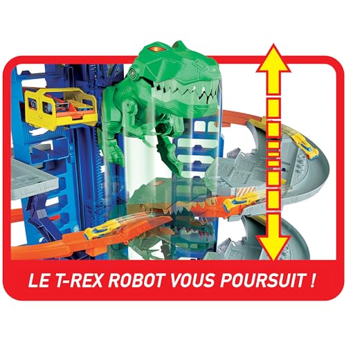 HOT WHEELS City Super Dino Robot Garage 90 cm de haut 100 places de parking 2 vehicules inclus Neuf - vue 6