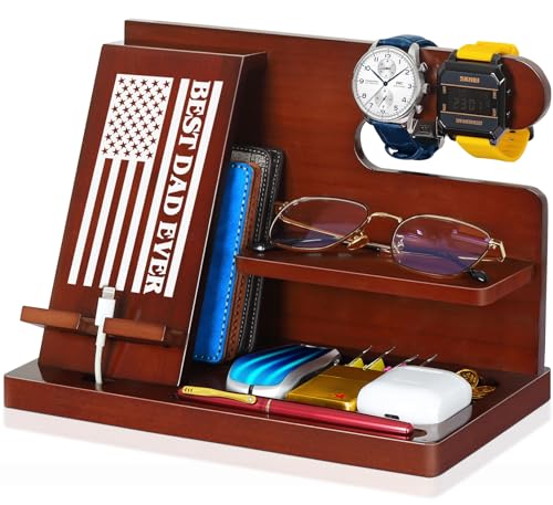 Dad Gifts for Fathers Day Fathers Day Dad Gifts from Daughter Son Fathers Day Husband Gifts from Wife Christmas Birthday Gifts for Dad Stocking Stuffers for Men Him Dad Wood Phone Docking Station