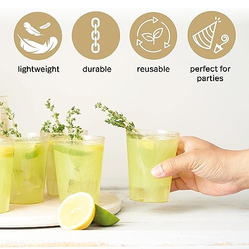 Miniatura 4 de Matana 50 Vasos De Plástico Duro Con Brillo Dorado 285 Ml 10 Oz Reutilizables Vasos Dorados Para Fiesta Y Cóctel, Prosecco Postres Cumpleaños, Bodas, Navidad Y Nochevieja