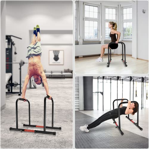 Surwit Dip Barren draagbare dip station fitness bar, workout pull-up dip stand, verstelbare lichaamspers bar stabilisator parallette push up voor thuistraining, met 2 verstelbare bar - Image 4