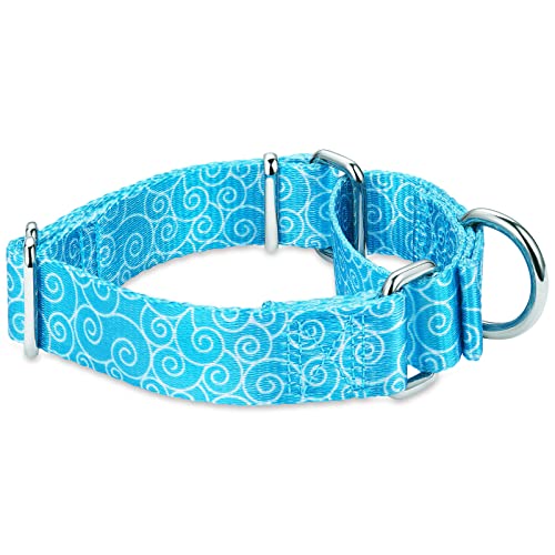 Dazzber Martingale Collar Nylon Dog Collar No Pull Pet Collar Heavy Duty For Medium And Large Dogs, Adjustable 14 Inch - 21 Inch, Sky Blue #TOP1