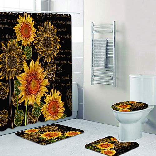 Miniatura 1 de Wodejia - cortina de baño, cubierta de inodoro, alfombra, accesorios de cuatro piezas, tela de poliéster, impresión 3D