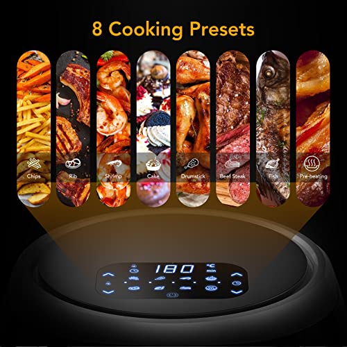 Heißluftfritteuse, Heißluftfritteuse xxl ölfrei 8L 1800W, fritteuse Airfryer mit Rezeptbuch auf Deutsch, 8 Programme, einstellbare Temperaturregelung Acekool – Bild 5