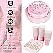 Pink and Gold Party Supplies - 200PCS Disposable Pink Paper Plates Dinnerware Set Gold Dots 50 Dinner Plates 50 Dessert Plates 50 Cups 50 Napkins Wedding Birthday Party Baby Shower Christmas