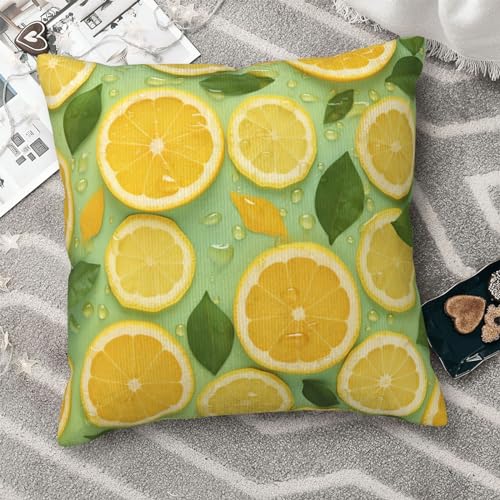 Housse de coussin velours côtelé citron idéal pour embellir votre canapé - 8