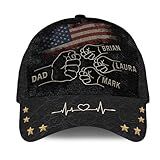 Custom Dad Baseball Cap – Personalized Fist Bump Hat with Kids’ Names – Father’s Day Best Dad Ever (Cool Dad)