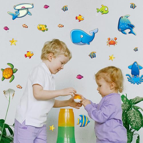 LuLiyLdJ Anti Rutsch Badewanne, Antirutsch Aufkleber, Anti-Rutsch-Badewanne Aufkleber, große selbstklebende Aufkleber für Kinder für Dusche und Badewanne, Meeresmotiv, 24 Stück