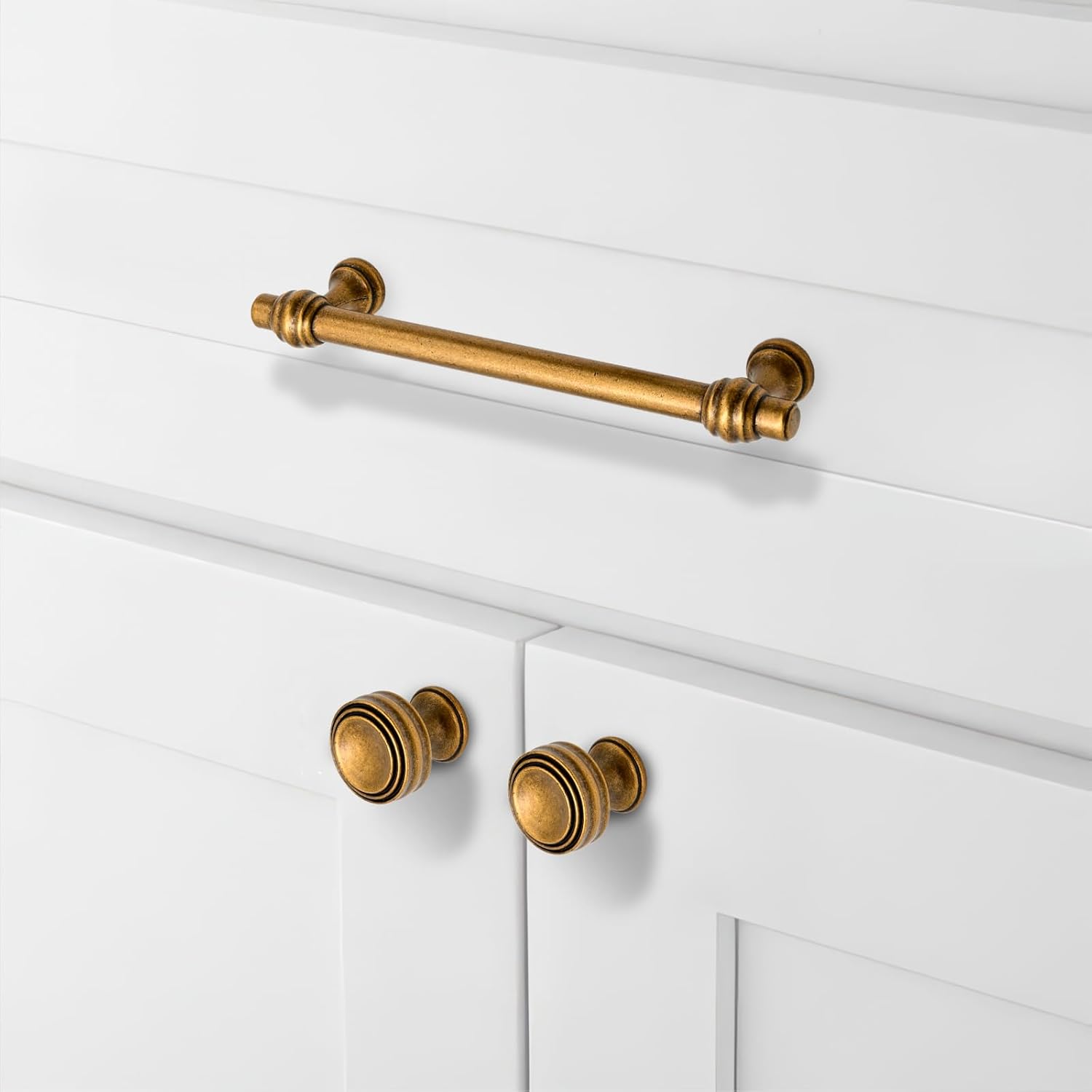 10 Pack Antique Brass Cabinet Pulls 5 Inch(128mm) Kitchen Cupboard Handles Solid Heavy Duty Zinc Alloy Drawer Pulls