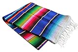 Del Mex Mexican Serape Blanket (X-large, Blue)