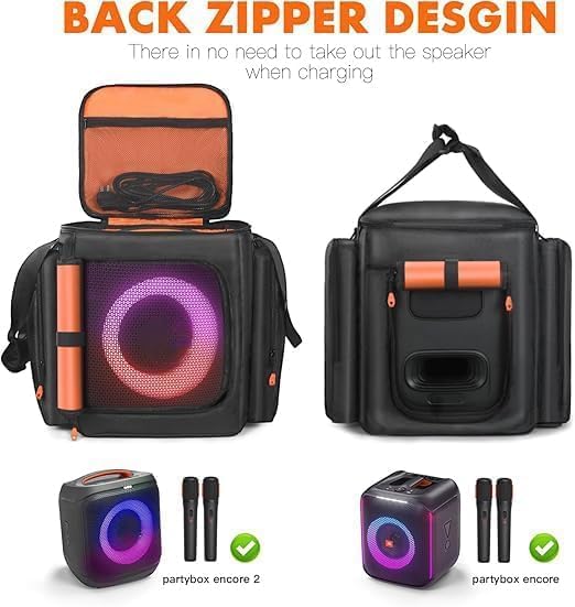 Speaker Travel Tote Bag Compatible with JBL Partybox Encore Essential/Essential 2, Carrying Case with Side Pockets For Portable Speaker and Accessories - Image 3