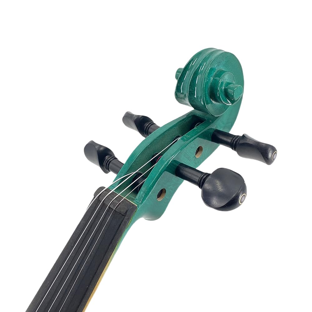 Yinfente 4/4 violino elettrico e acustico full-size, 4 corde, abete d'acero per studenti, bambini, principianti, custodia rigida, arco in legno brasiliano, cavo, panno di pulizia (verde)
