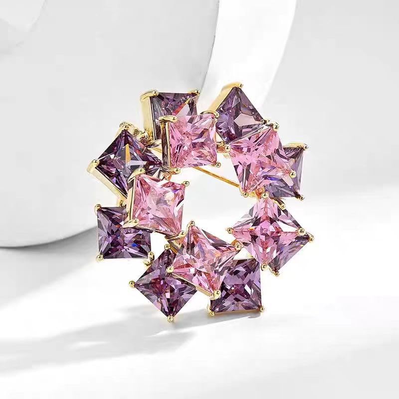 Image of Elegant Floral Brooch Pins for Women, Sweater Shawl Silk Cardigan Lapel Pins, Cardigan Jewelry Suit Shirt Accessory with Crystal CZ Flowers Brooches Pins for Women