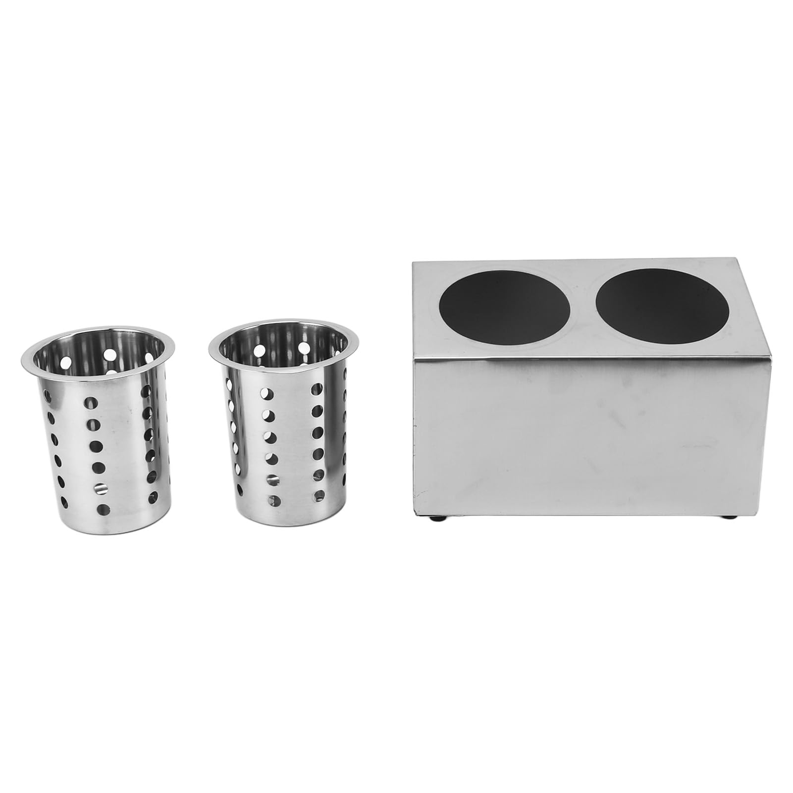 Porte-ustensiles de Cuisine, Organisateur en Acier Inoxydable pour Couteaux, Fourchettes, Cuillères, Fond Antidérapant, Multifonctionnel avec Rangement pour Baguettes, Cuillères