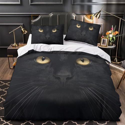 Housse de couette chat 3D microfibre facile à laver sans repassage 200x200 - 4