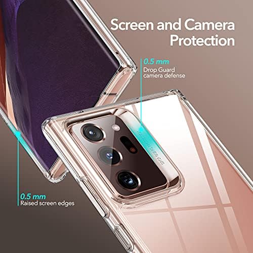 ESR Glass Case for Samsung Galaxy Note 20 Ultra [Scratch-Resistant Tempered Glass] [Flexible Frame] Echo Series  Clear