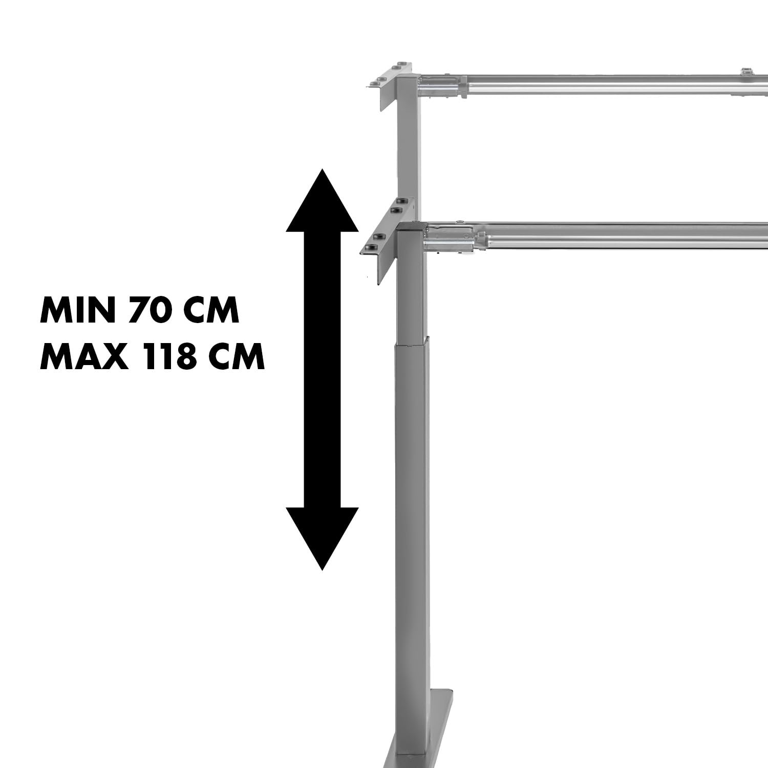 Maclean Sitz-Steh-Schreibtisch Tischgestell | Manuell Höhenverstellbarer Bürotisch max. 118cm | Ergonomischer Tisch Belastbar bis 60kg | MC-790N (Grau)
