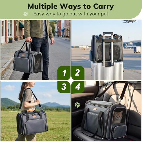 Morpilot Top and Side Expandable Cat Carrier, Airline Approved Collapsible Soft-Sided Pet Carrier for Medium/Large Cats and Puppies up to 20lbs for Car Rides and Vet Visits (Dark Gray) - Image 5