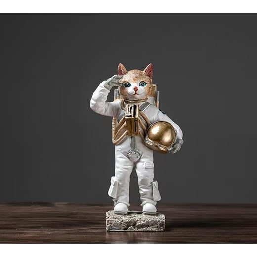 Charming Astronaut Cat Figurine Collection
