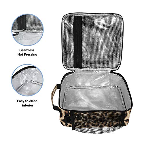 Pfrewn Leopard Print Lunch Box For Women Leopard Snakeskin Zebra Pattern Insulated Kids Lunch Bag Fashion Wild Animals Reusable Cooler Meal Prep Bags Lunch Tote With Shoulder Strap For School Office thumb #2