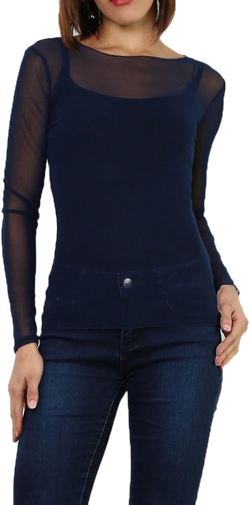Miss Rouge: T-Shirt,résille,Haut en Voile Transparente,Taille Unique 36-40