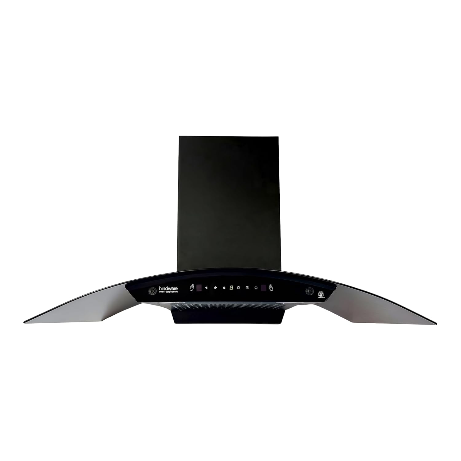 Hindware Smart Equipment Divina Neo 90 cm 1200 Mg/HR Filterless Auto-Clean Chimney Metallic Oil Collector, Motion Sensor and Easy Operation 2024 model (curved glass, black) touch control Hindware Smart Equipment Divina Neo 90 cm 1200 Mg/HR Filterless Auto-Clean Chimney Metallic Oil Collector, Motion Sensor and Easy Operation 2024 model (curved glass, black) touch control