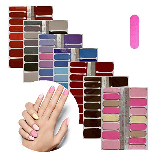 NAIL ANGEL 7pcs/Pack Nail Art Pure Color Wrap Full-Cover Finger Nail Sticker 16tips/Sheet Nail Strips for Women 10089 (10089)