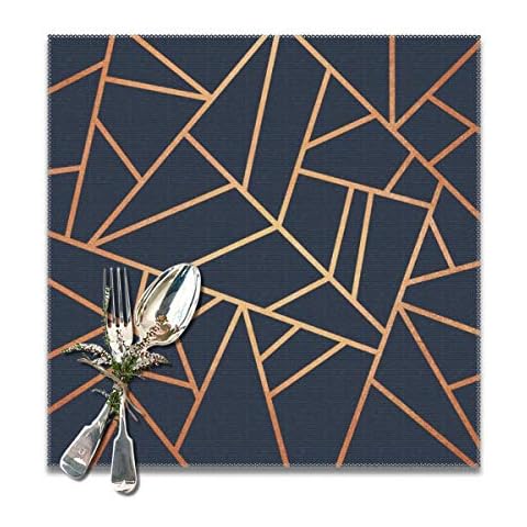 Cocoal-ltd Copper and midnight navy Table Placemats for Dining Table,Washable Table mats Heat-Resistant(12x12 inch) Set of 6 Cover