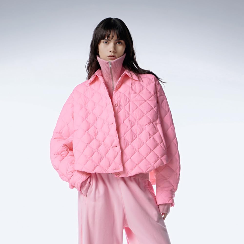 Chaqueta de plumón Ligera y compacta de Invierno para Mujer, Acolchada, sin Capucha, Cortavientos, cálida y Ajustada para montaña.