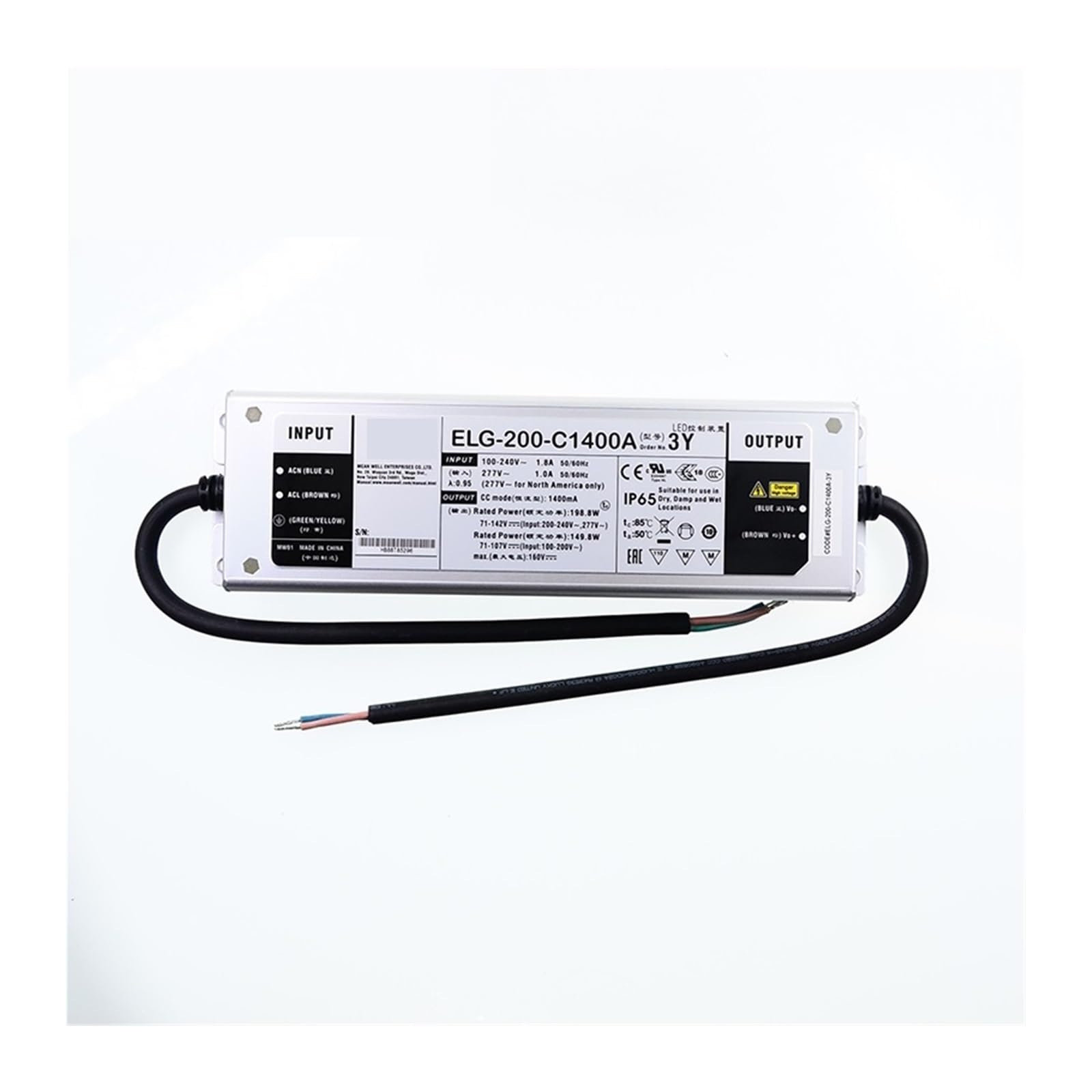 JGNAYRKJQI ELG-200-C1400A-3Y 200W 1400mA 71~142V Constant Current led Driver IP65 Current Adjustable LED Power Supply