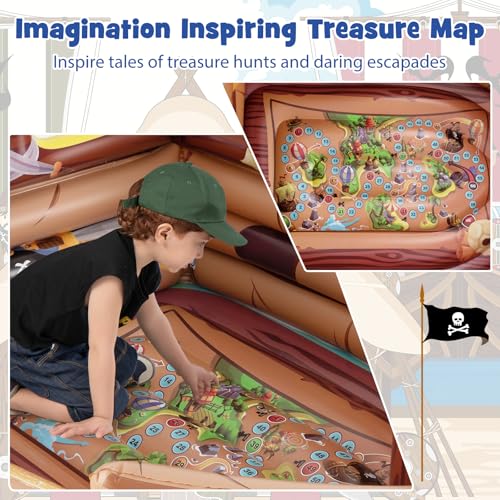 COSTWAY Inflatable Pirate Ship Bouncy House with Sword and Hat - Image 3