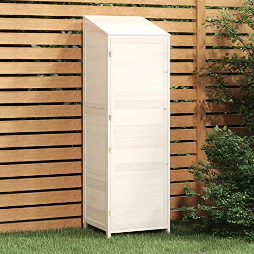 BaraSh Geräteschuppen Weiß 55x52x174,5 cm Massivholz Tanne GeräTeschuppen Klein Outdoor Storage Shed