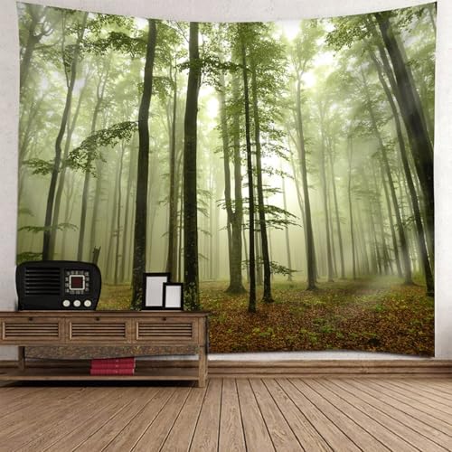 Jungle brumeuse tapisserie murale verte géante en polyester souple 240x220cm