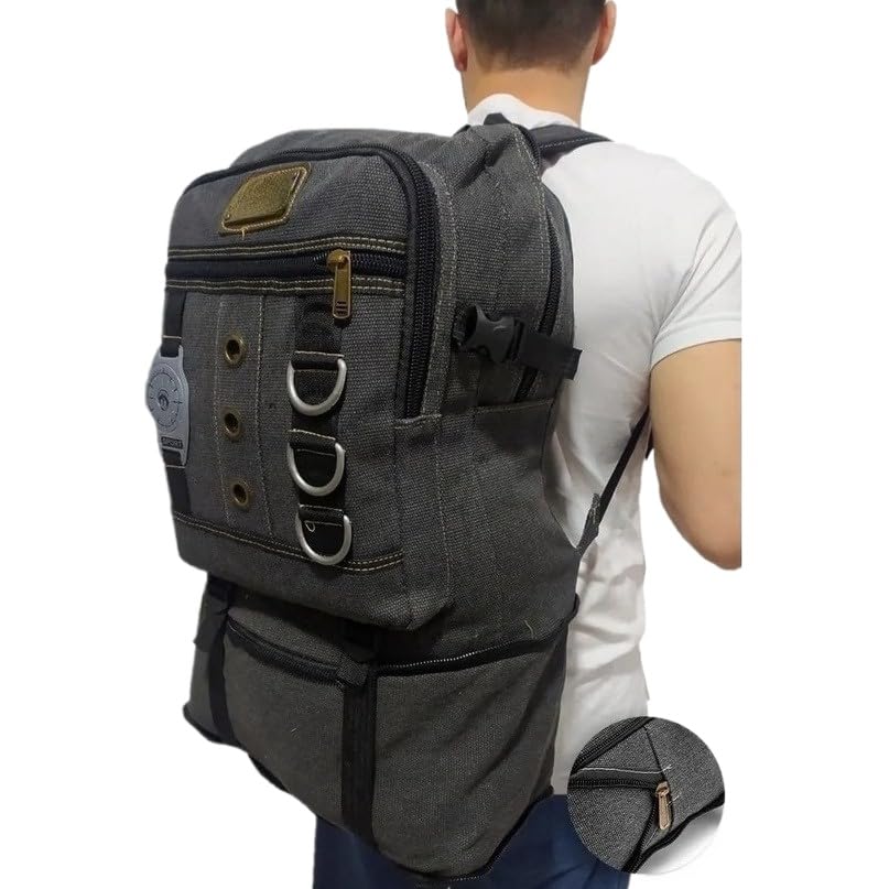 Mochila Masculina Lona 50 Litros Viagem Passeio Motoboy Esporte Trilha Viagem (Preta)