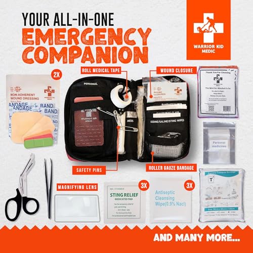 Image of Med Kit with Triangular Bandage Compact First Aid Kit for Kids & Adults - First Aid Supplies for Minor Injuries, Cuts & Scrapes - Ideal for Car, School, Home, Travel & Camping