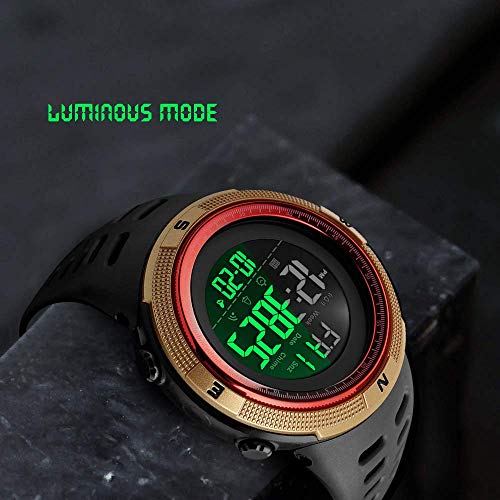 Image of FANMIS Mens Digital LED Sports Watch Military Multifunction 12H /24H Time Dual Time Alarm Countdown Back Light with Simple Design 164FT 50M Water Resistant Calendar Month Date Day Watch