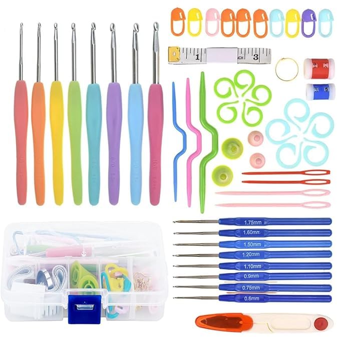52 Piece Crochet Hook Set, 16 Sizes 0.6mm-8mm (L), Ergonomic Soft Plastic Handle Crochet Hooks Needles Set (8 Sizes), Beginner Knitting Yarn Enthusiast Crochet Beginner Set for Beginners-image-19