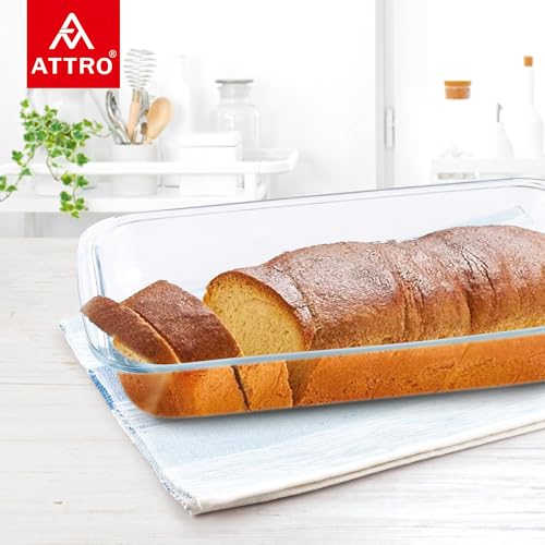 Image of ATTRO Glassox Borosilicate Rectangle Glass Baking Dish Micorwave Oven Safe Freezer Safe Baking Tray Serving Dish Bakeware- 3000ml