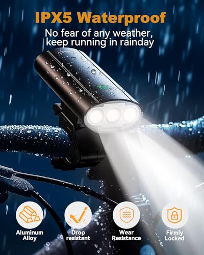 Image of Bike Lights for Night Riding, USB Rechargeable Mountain Bicycle Headlight, Super Bright, Waterproof, 6+4 Light Modes Bike Light Set for Cyclists and Commuters