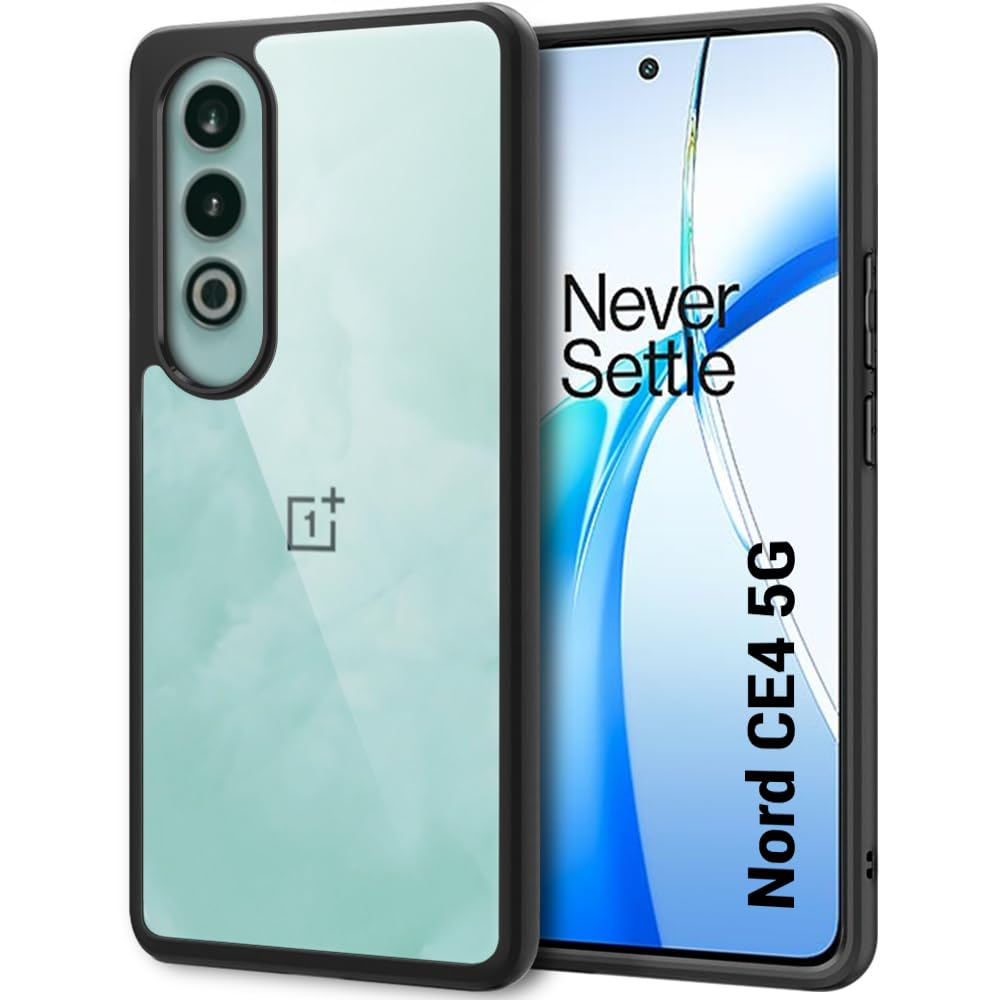 TheGiftKart Hybrid Shockproof Tough Armor Back Cover Case for OnePlus Nord CE 4 5G | 360° Protection | Crystal Clear Hard Back | Transparent Case Cover for One Plus Nord CE4 (PC & TPU, Black Bumper) (B0CZ93J54X) Amazon Price History, Amazon Price Tracker